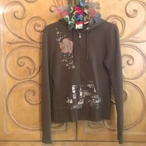 Roxy Zipper Hoodie Olive, White & Pink